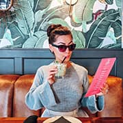 Stylish woman in cafe